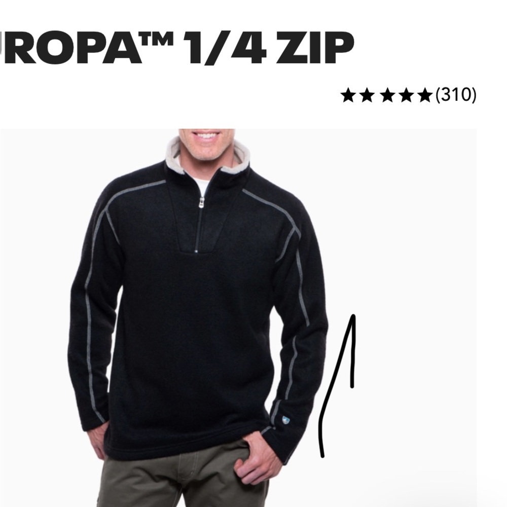 Kuhl Europa 1/4 Zip Black and Gray Sweater